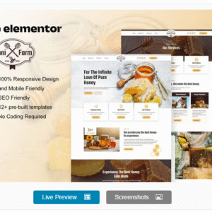 HoniFarm - Honey Bee Farm Elementor Template Kit download PLR