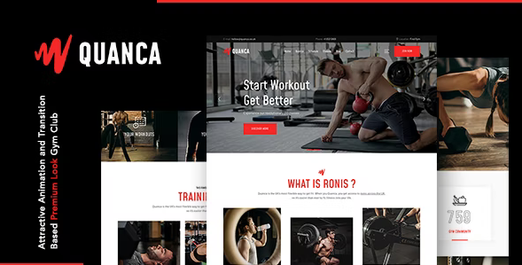 Quanca | Premium Gym Club HTML Template download PLR