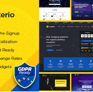 Crypterio - ICO Landing Page and Cryptocurrency WordPress Theme download PLR