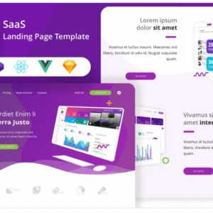 Luxas - HTML React Vue Sketch IT and SaaS Landing Page Template download PLR