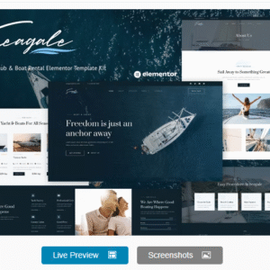 Seagale - Yacht Club & Boat Rental Elementor Template Kit download PLR