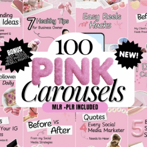 100 Aesthetic Pink Instagram Carousel Templates PLR