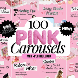 100 Aesthetic Pink Instagram Carousel Templates PLR