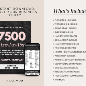 7500 Done For You PLR MRR Digital Canva Template Bundle