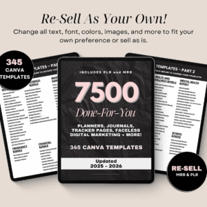 7500 Done For You PLR MRR Digital Canva Template Bundle