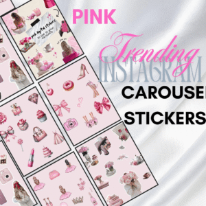 Aesthetic Pink Viral Carousel Instagram Stickers PLR